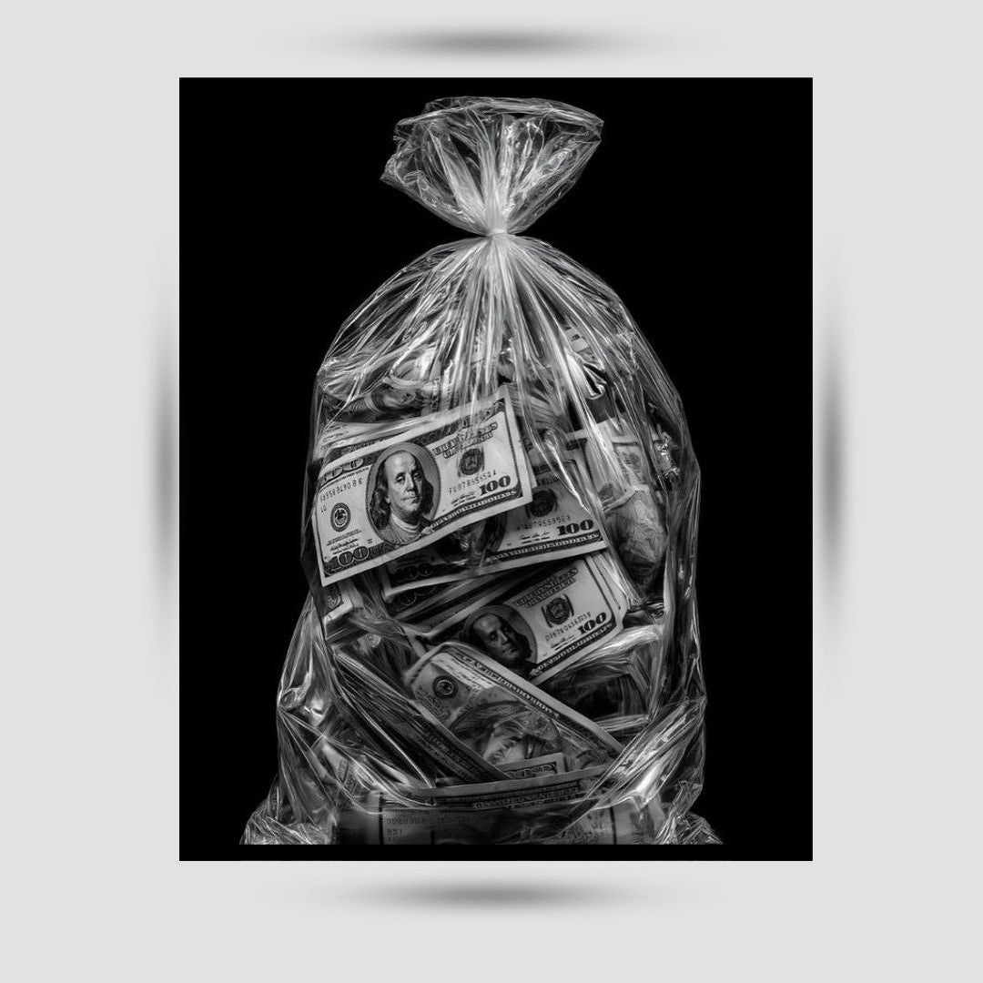 Para Dolu Çuval Premium Duvar Posteri
